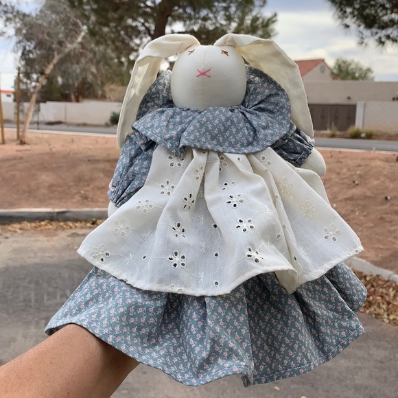 Fabric Easter bunny rabbit doll stuffed animal vintage kids toy